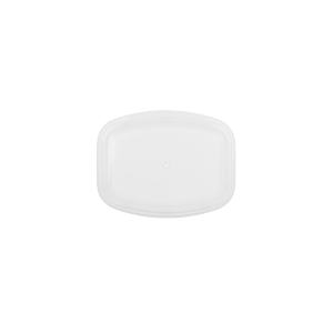 A top-down view of the Deli - Overcap Lid, a clear rectangular plastic food container lid, on a white background.