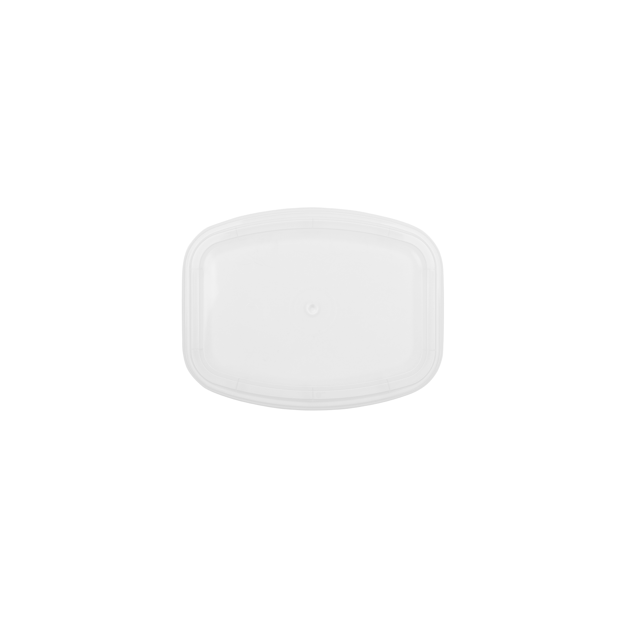 A top-down view of the Deli - Overcap Lid, a clear rectangular plastic food container lid, on a white background.