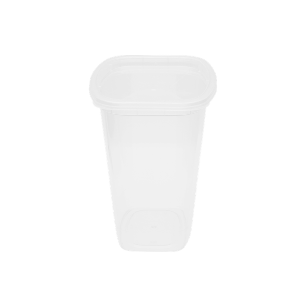 A 32oz Deli rectangular plastic food storage container with a fitted lid, shown empty against a plain white background.