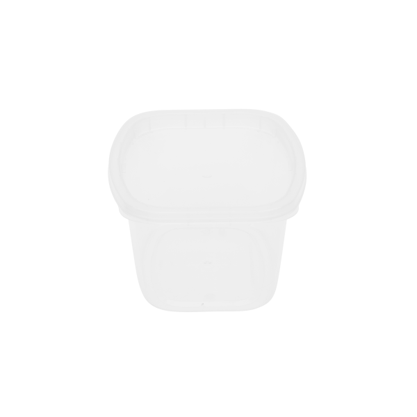 The 16oz Deli is a clear plastic food storage container with a fitted lid, shown against a plain white background.