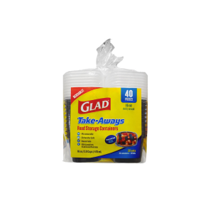A 40-piece package of 16oz Deli/Snack food storage containers, labeled microwave and dishwasher safe, shown against a white background.