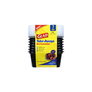 The 16oz Deli/Snack containers come in a 7-pack with black bases and clear lids, and are labeled as dishwasher, microwave, and freezer safe.